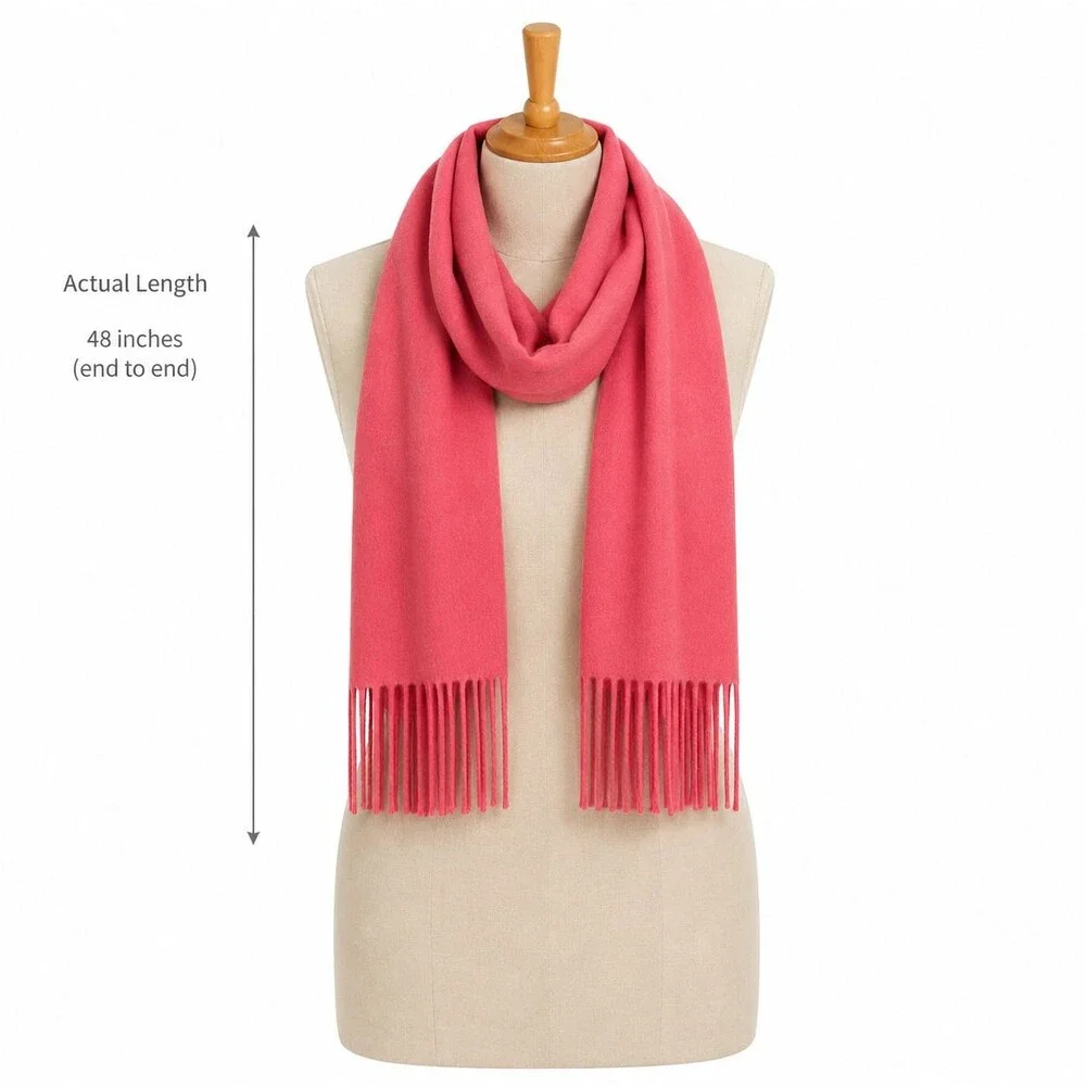 Christian Dior Monsieur Scarf Cashmaire Acrylic Fringe SOFT Salmon Preppy Classy